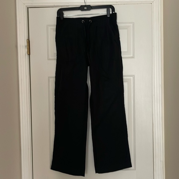 Athleta Black Linen Drawstring Pants - size 4P - Picture 1 of 5